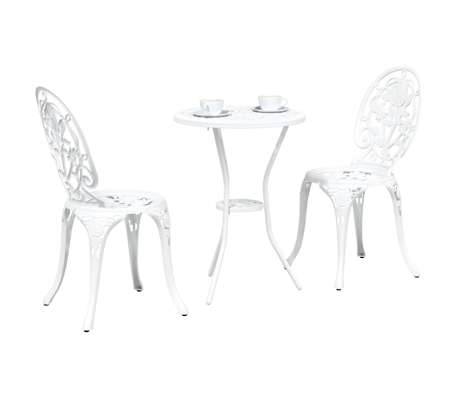 vidaXL Hage Bistro Sett 3 pcs Hvit Aluminium