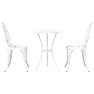 Zahradní bistro set 3 pcs Bílá Hliník - obrázek 6