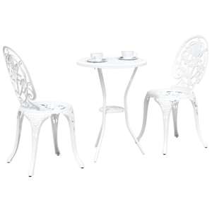 Zahradní bistro set 3 pcs Bílá Hliník - obrázek 3