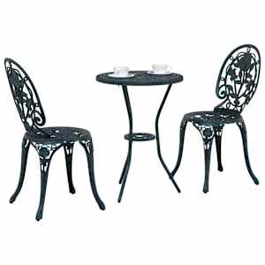 Zahradní bistro set 3 pcs Zelená Hliník - obrázek 3