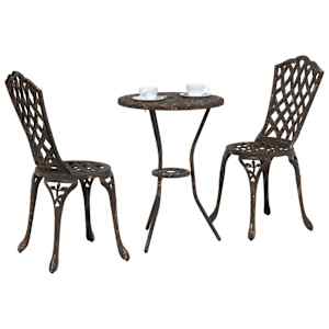 Zahradní bistro set 3 pcs Bronzová Hliník - obrázek 3