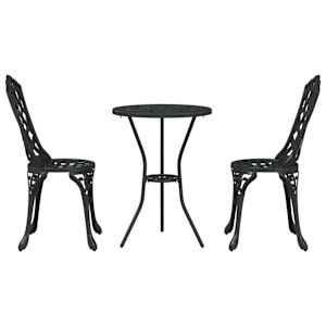 Zahradní bistro set 3 pcs Černá Hliník - obrázek 6
