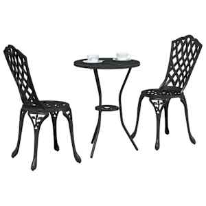 Zahradní bistro set 3 pcs Černá Hliník - obrázek 3