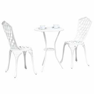 Zahradní bistro set 3 pcs Bílá Hliník - obrázek 3