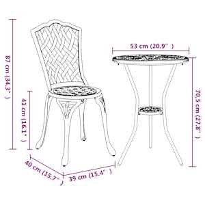 Zahradní bistro set 3 pcs Zelená Hliník - obrázek 13
