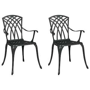 Zahradní křeslo 2 pcs Černá 53 x 51 x 88,5cm Hliník - obrázek 2