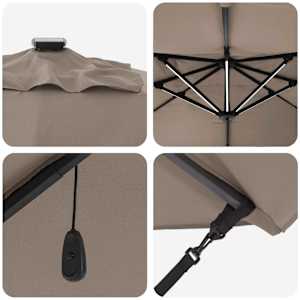 Slunečník se zámkem Taupe 352 x 251 x 265 cm Polyester a hliník - obrázek 9
