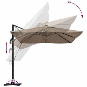 Slunečník se zámkem Taupe 352 x 251 x 265 cm Polyester a hliník - obrázek 13