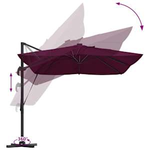 Slunečník se zámkem Bordeaux červená 352 x 251 x 265 cm - obrázek 13