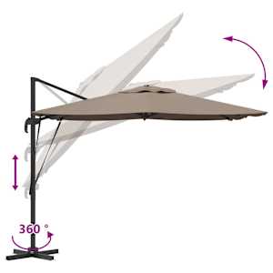 Roma Parasol Taupe 286 x 284 x 265 cm Hliník a polyester - obrázek 11