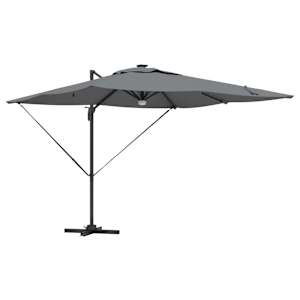vidaXL Roma parapli LED -ribatuledega Antratsiit 286 x 284 x 270 cm