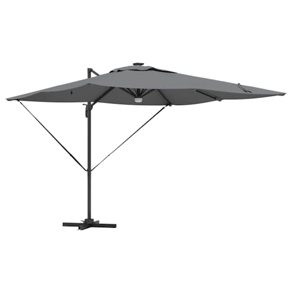 vidaXL Roma parapli LED -ribatuledega Antratsiit 286 x 284 x 270 cm