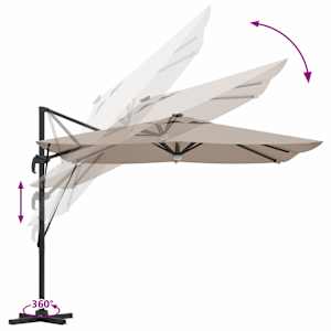 Roma Parasol Taupe 286 x 284 x 270 cm Hliník a polyester - obrázek 13