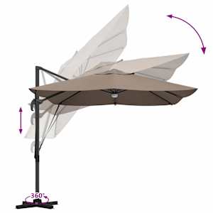 Slunečník Taupe 351 x 250 x 253 cm Polyester a hliník - obrázek 13