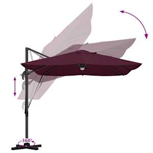 Slunečník Bordeaux červená 351 x 250 x 253 cm - obrázek 13