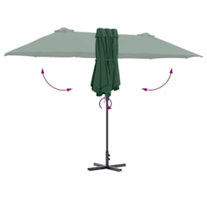 Zahradní slunečník Zelená 370 x 197 x 239 cm Polyester a hliník - obrázek 10