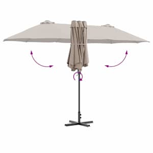 Zahradní slunečník Taupe 370 x 197 x 239 cm Polyester a hliník - obrázek 10