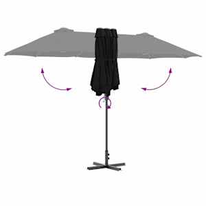 Zahradní slunečník Černá 370 x 197 x 239 cm Polyester a hliník - obrázek 10