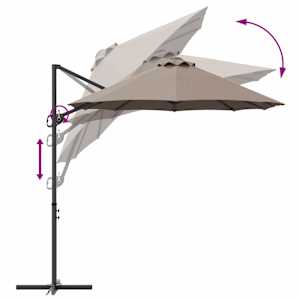 Slunečník Taupe 372 x 198 x 243 cm Polyester a hliník - obrázek 11