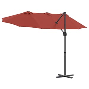Slunečník Cihlová 372 x 198 x 243 cm Polyester a hliník - obrázek 8