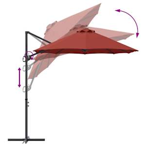 Slunečník Cihlová 372 x 198 x 243 cm Polyester a hliník - obrázek 11
