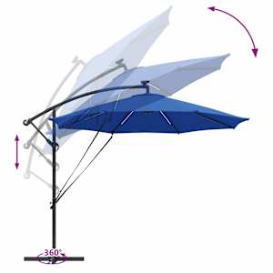 Slunečník 294 x 294 x 248 cm Polyester a hliník Azurblau - obrázek 13