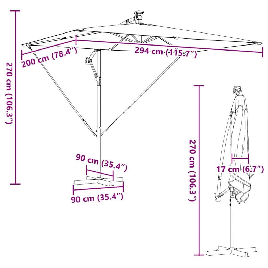 Parasol Zwart 294 x 200 x 270 cm Polyester en Aluminium image 12