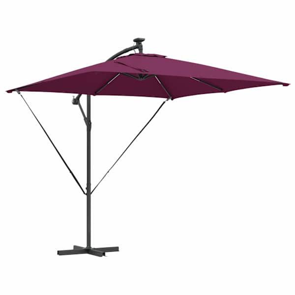 vidaXL P&auml;ikesevari LED-ribadega Bordeaux punane 249 x 249 x 250 cm