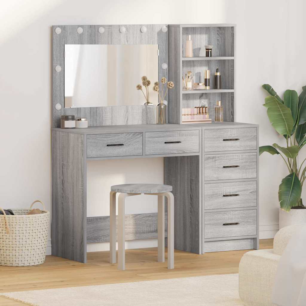 vidaXL Masă de Machiaj Gri deschis 78,5 x 41 x 135 cm Lemn compozit