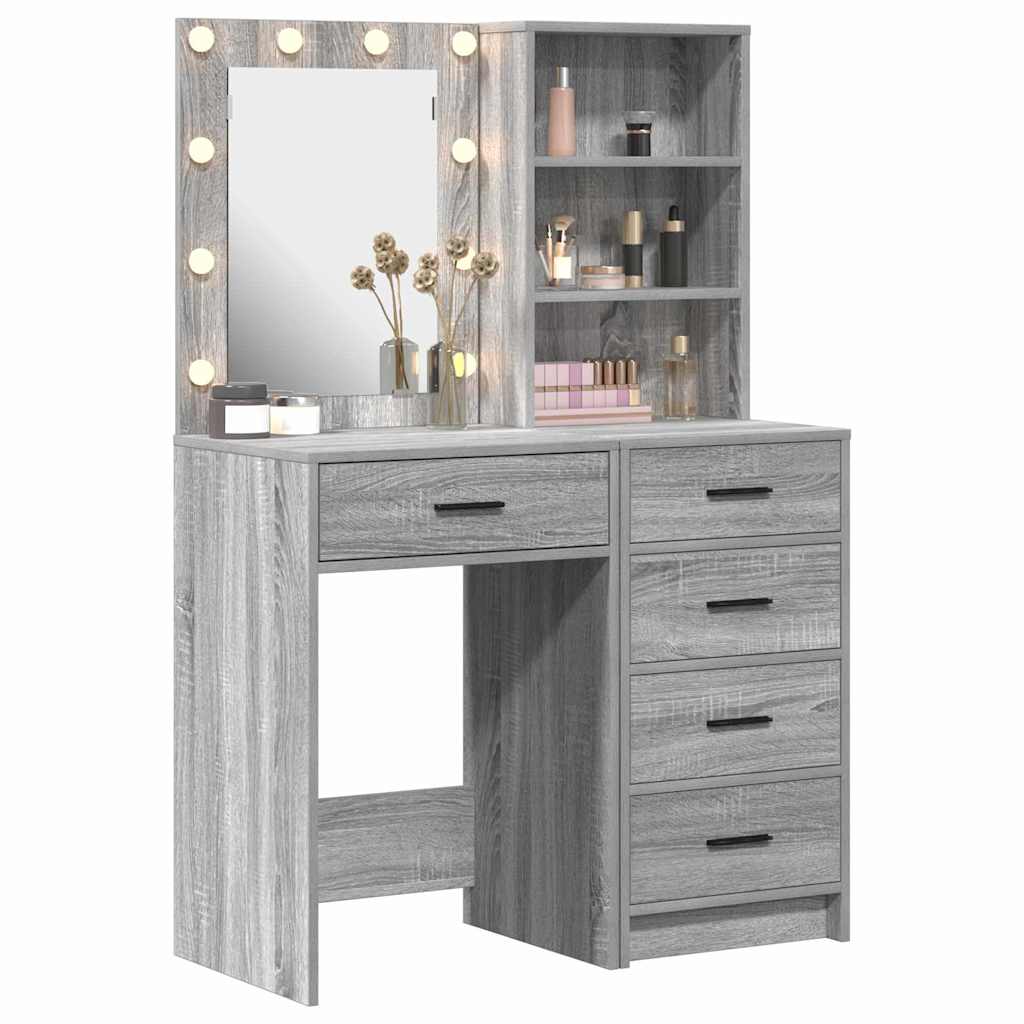vidaXL Plafondtafel met lade 2 pcs Grijs 50 x 41 x 135 cm Bewerkt hout