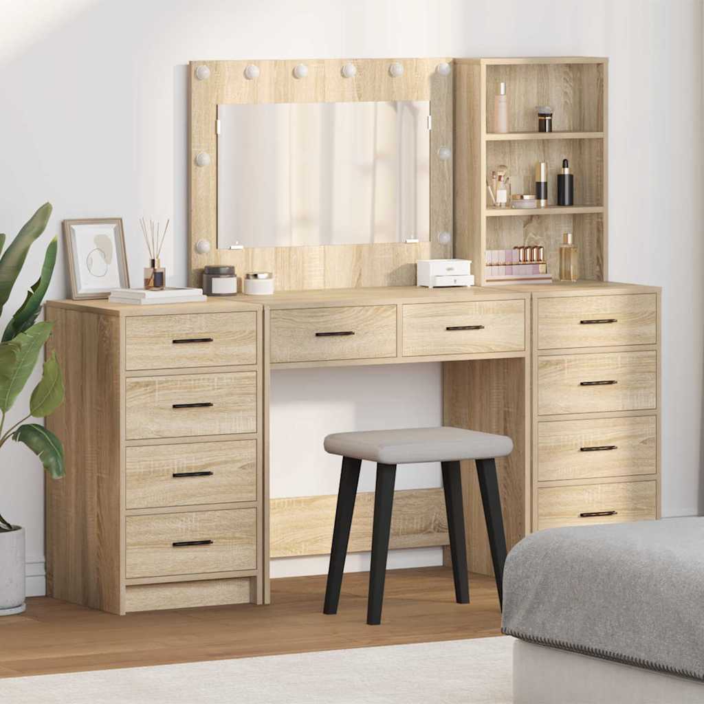Riietumislaud sahtliga 3 pcs Pruun 40 x 41 x 135 cm Tehispuit