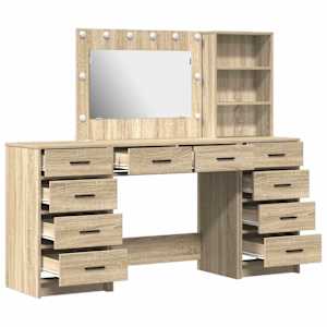 Kosmetický stůl se zásuvkou 3 pcs Sonoma dub kompozitní dřevo - obrázek 8