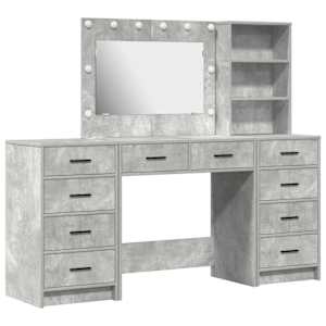 vidaXL Riietumislaud 3 tk Betoonhall 78,5 x 41 x 135 cm Tehispuit