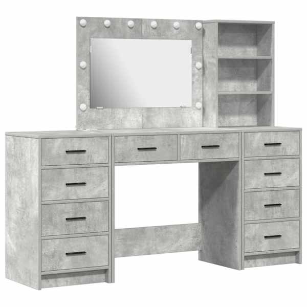 vidaXL Riietumislaud 3 tk Betoonhall 78,5 x 41 x 135 cm Tehispuit