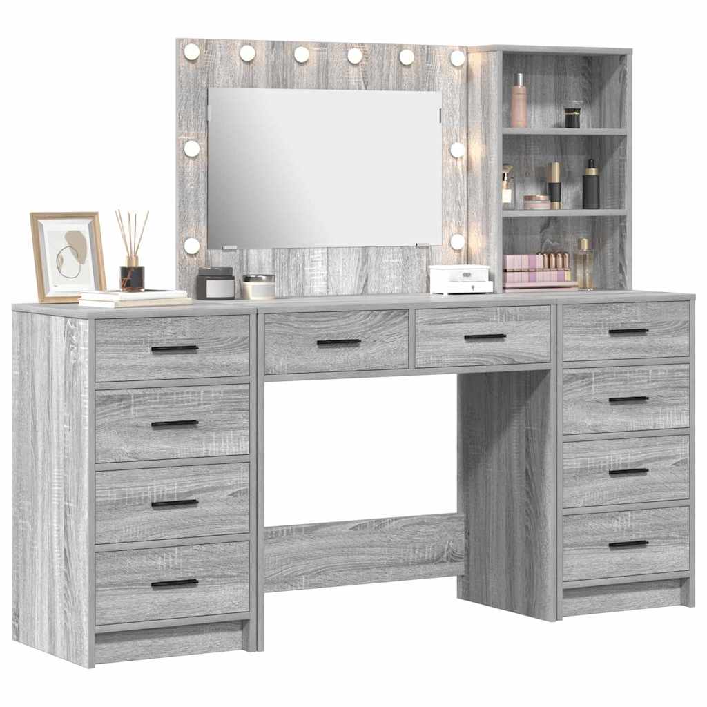 vidaXL Plafondtafel met lade 3 pcs Grijs 40 x 41 x 135 cm Bewerkt hout