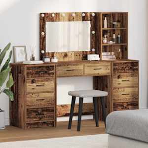 Kosmetický stůl 3 pcs Hnědá 40 x 41 x 135 cm Kompozitní dřevo - obrázek 1