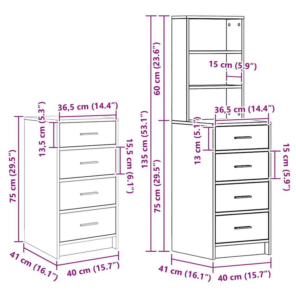 Kosmetický stůl 3 pcs Hnědá 40 x 41 x 135 cm Kompozitní dřevo - obrázek 14