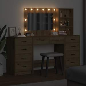 Kosmetický stůl s policí 3 pcs Artisanový dub kompozitní dřevo - obrázek 4