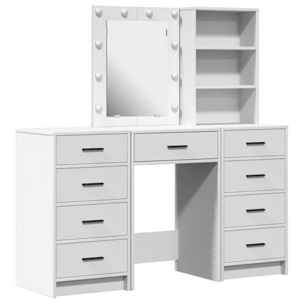 vidaXL Riietumislaud 3 tk Valge 40 x 41 x 135 cm Tehispuit