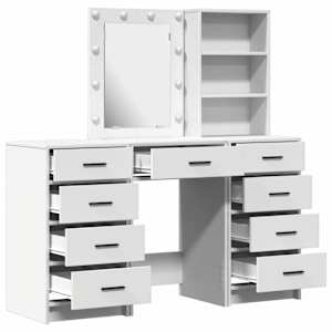 Kosmetický stůl 3 pcs Bílá 40 x 41 x 135 cm Kompozitní dřevo - obrázek 8