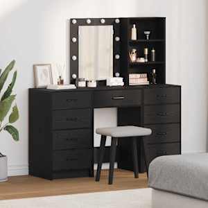 Kosmetický stůl 3 pcs Černá 40 x 41 x 135 cm Kompozitní dřevo - obrázek 1