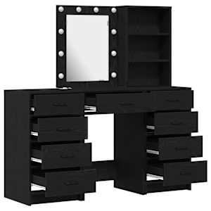 Kosmetický stůl 3 pcs Černá 40 x 41 x 135 cm Kompozitní dřevo - obrázek 8