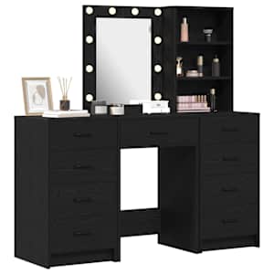 Kosmetický stůl 3 pcs Černá 40 x 41 x 135 cm Kompozitní dřevo - obrázek 3