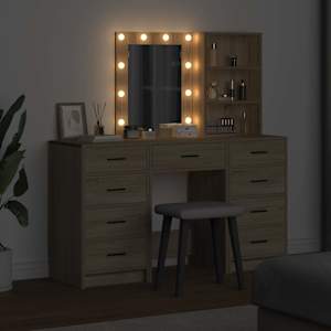 Kosmetický stůl 3 pcs Hnědá 40 x 41 x 135 cm Kompozitní dřevo - obrázek 4