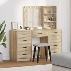 Kosmetický stůl 3 pcs Hnědá 40 x 41 x 135 cm Kompozitní dřevo - obrázek 1