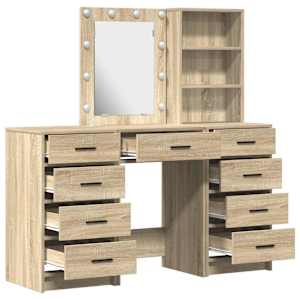 Kosmetický stůl 3 pcs Hnědá 40 x 41 x 135 cm Kompozitní dřevo - obrázek 7