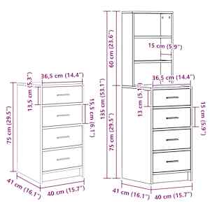 Kosmetický stůl 3 pcs Hnědá 40 x 41 x 135 cm Kompozitní dřevo - obrázek 13