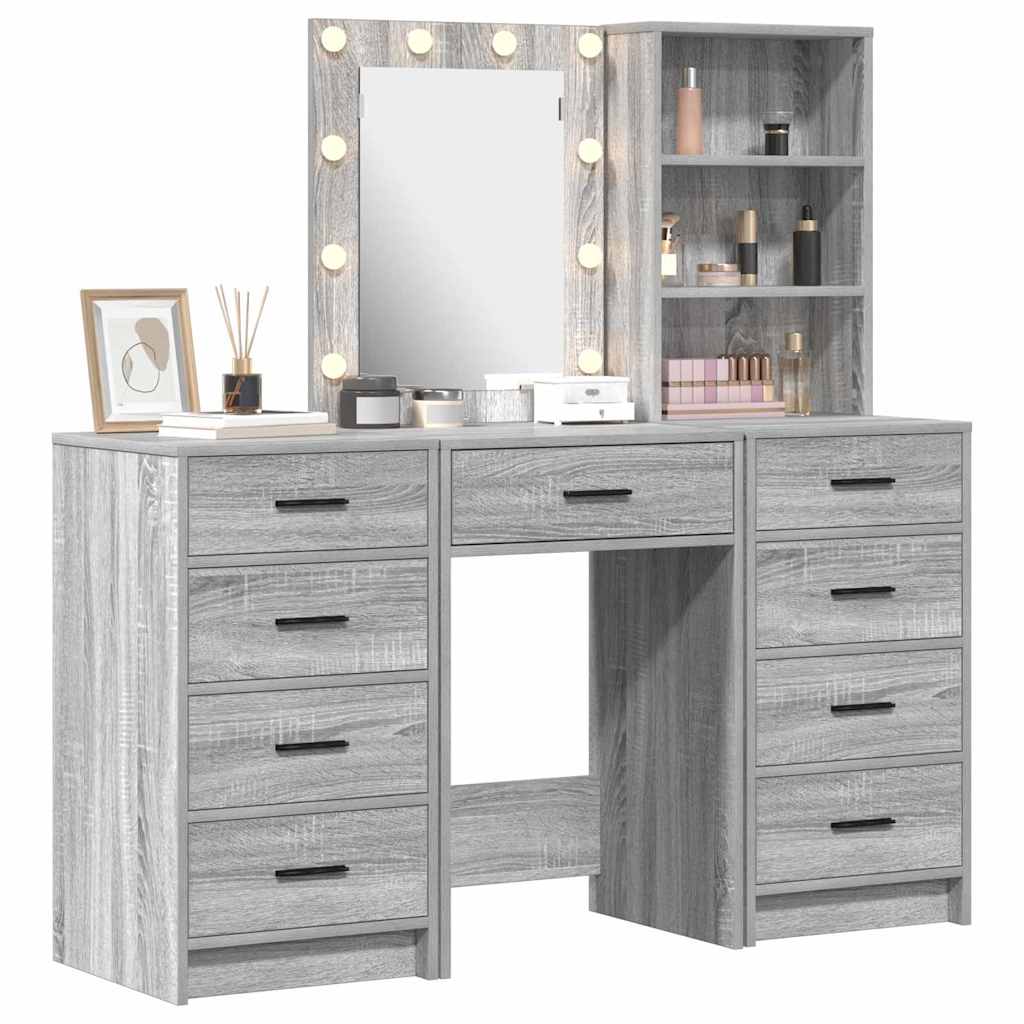 vidaXL Plafondtafel met lade 3 pcs Grijs 40 x 41 x 135 cm Bewerkt hout