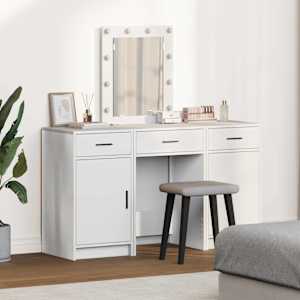 Toaletna mizica z vrati Bela 50 x 41 x 135 cm Konstruiran les