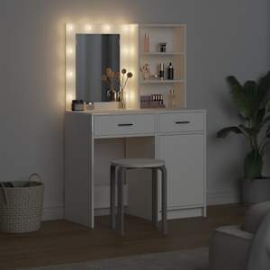 Sada toaletního stolku s LED 2 pcs Bílá kompozitní dřevo - obrázek 4